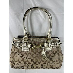 Coach Signature Logo Canvas Handbag Purse F13065